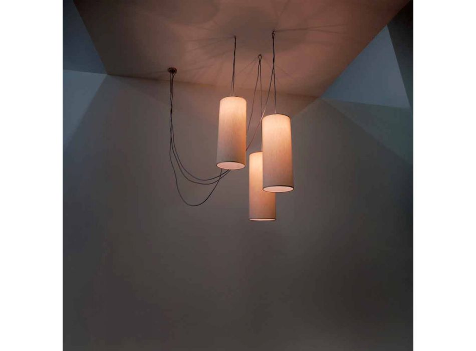 Lámpara de suspensión con 3 luces con difusor cilíndrico cromado. viadurini