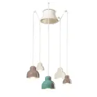 Lámpara colgante con 5 elementos de colores Made in Italy - Berimbau viadurini