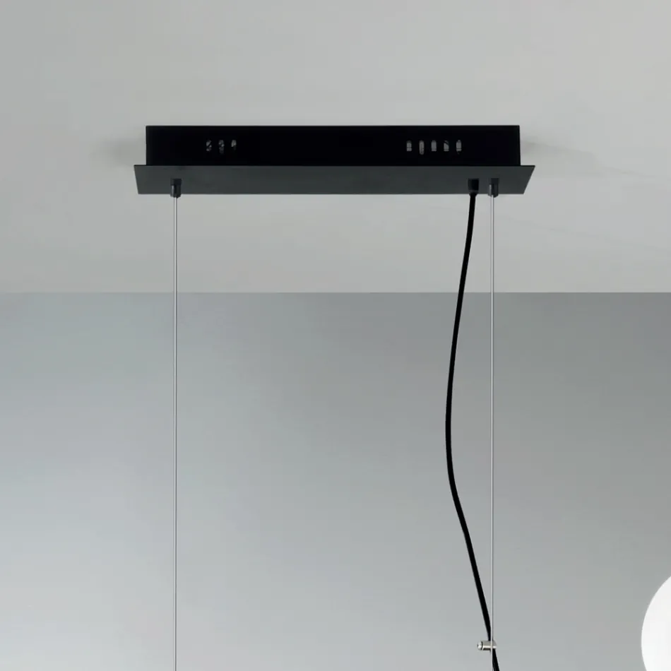 Lámpara de suspensión con 5 luces en metal y vidrio soplado moderno - Birga viadurini