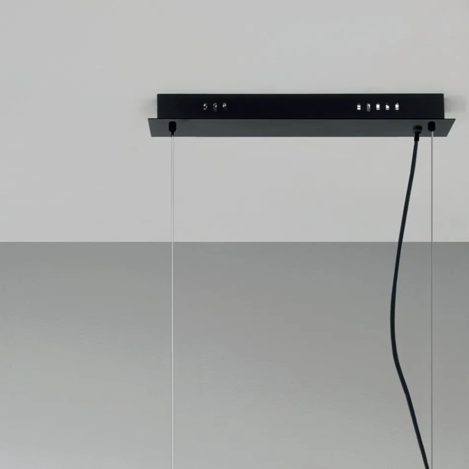 Lámpara de suspensión con 6 luces en metal y vidrio soplado moderno - Birga viadurini