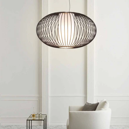 acero pintado lámpara colgante, Ø90xh.53xl.cavo100cm, alegría viadurini