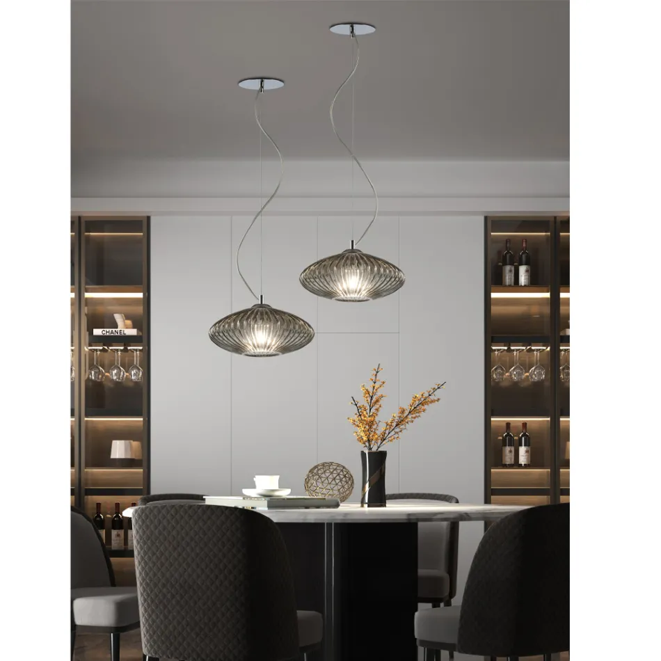 Lámpara de suspensión hecha a mano de vidrio soplado en Venecia - Dafne viadurini