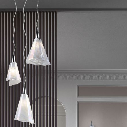 Lámpara colgante artesanal veneciana de vidrio soplado - Cristal viadurini