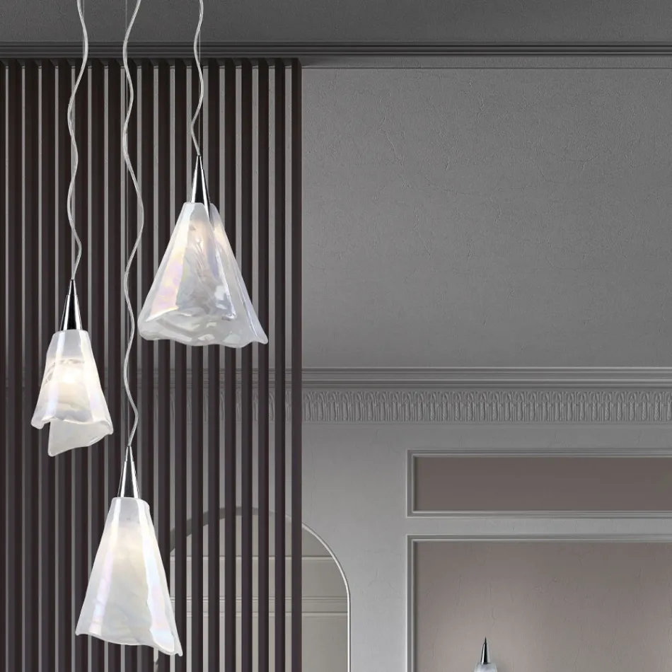 Lámpara colgante artesanal veneciana de vidrio soplado - Cristal viadurini