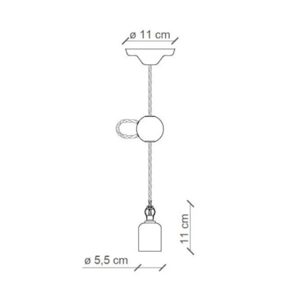 Lámpara de Suspensión Artesanal Industrial en Hierro y Cerámica - Vintage viadurini