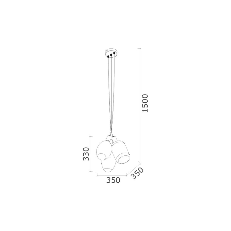 Lámpara de suspensión de 3 luces en metal y cristal cerámico Made in Italy - Speak viadurini