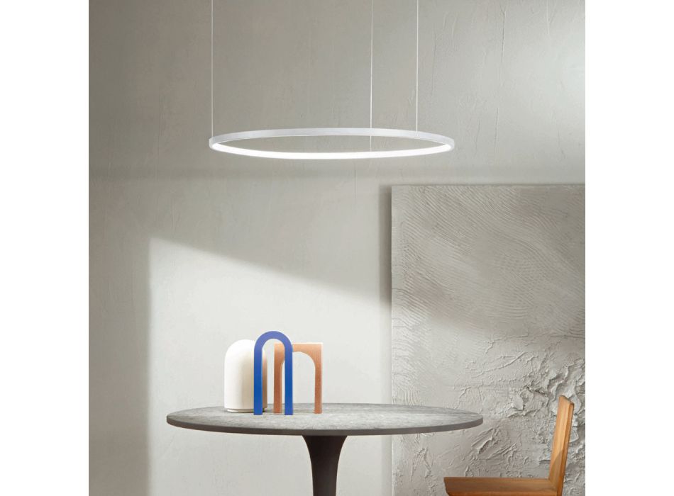 Lámpara Colgante con Luz LED Redonda Horizontal en Metal - Mulberry viadurini
