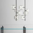 Lámpara de suspensión con estructura de metal brillante Made in Italy - Donatina viadurini