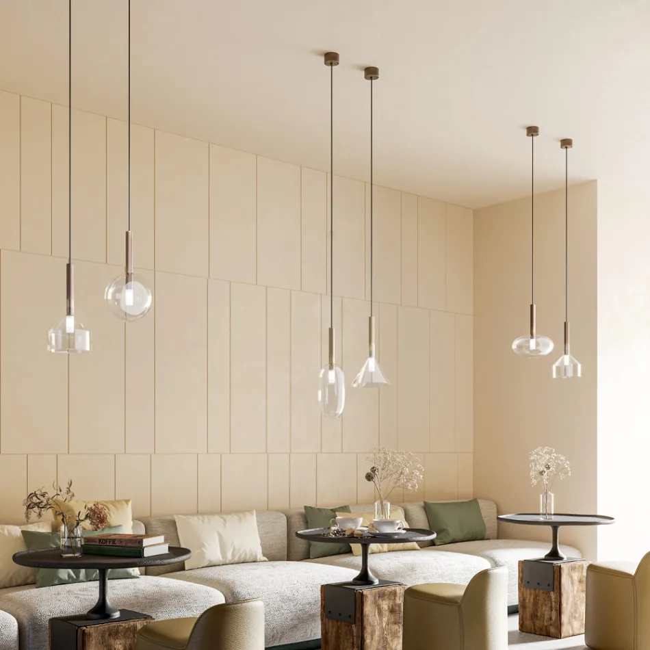 Lámpara de suspensión con vidrio de varias formas Made in Italy - Sintonia viadurini