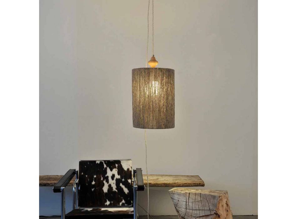Lámpara colgante / lámpara de pie en madera y 100% lana bois. viadurini