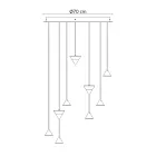 Lámpara Suspensión de Diseño 5 o 7 Luces Alambre Aluminio Negro - Mercado viadurini