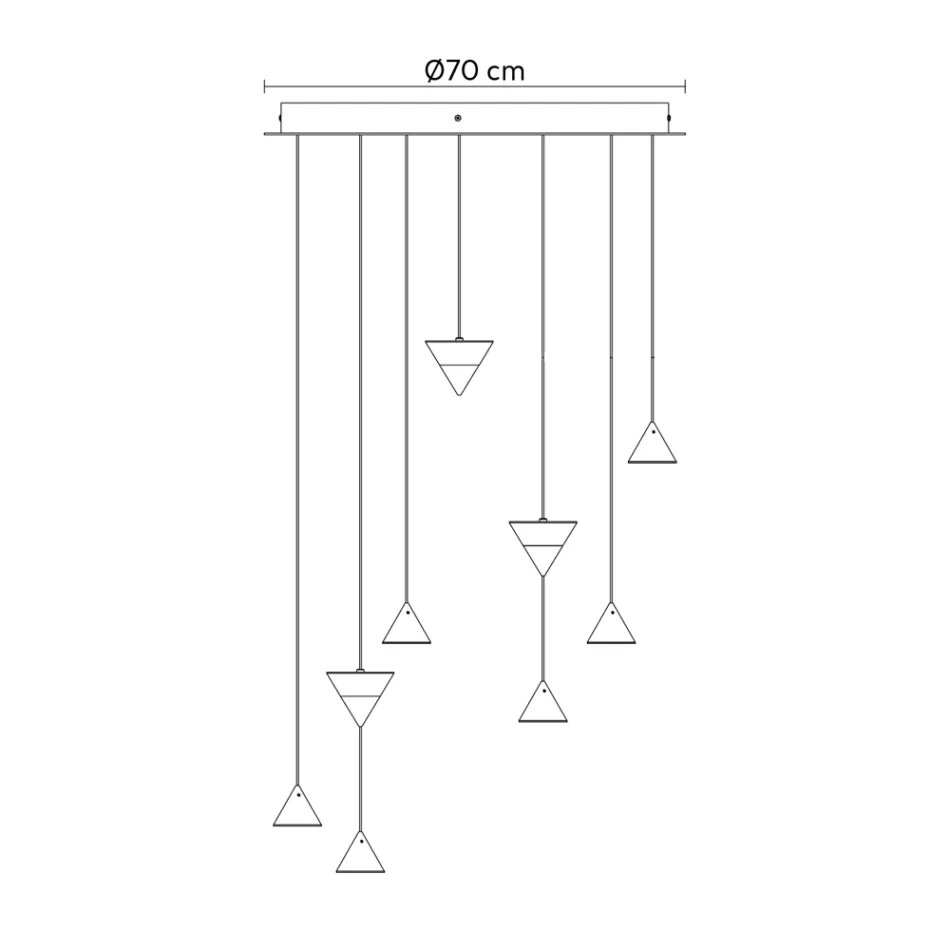 Lámpara Suspensión de Diseño 5 o 7 Luces Alambre Aluminio Negro - Mercado viadurini