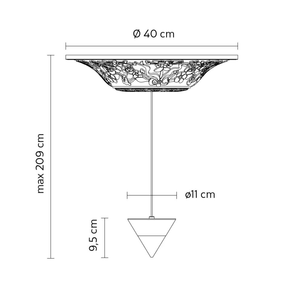 Lámpara Suspensión Diseño Yeso Blanco y Aluminio Negro 1 Cono - Tesera viadurini