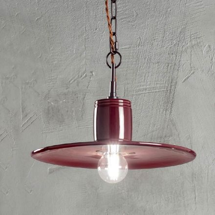 Lámpara de suspensión de diseño de cerámica coloreada de estilo industrial - Disko viadurini