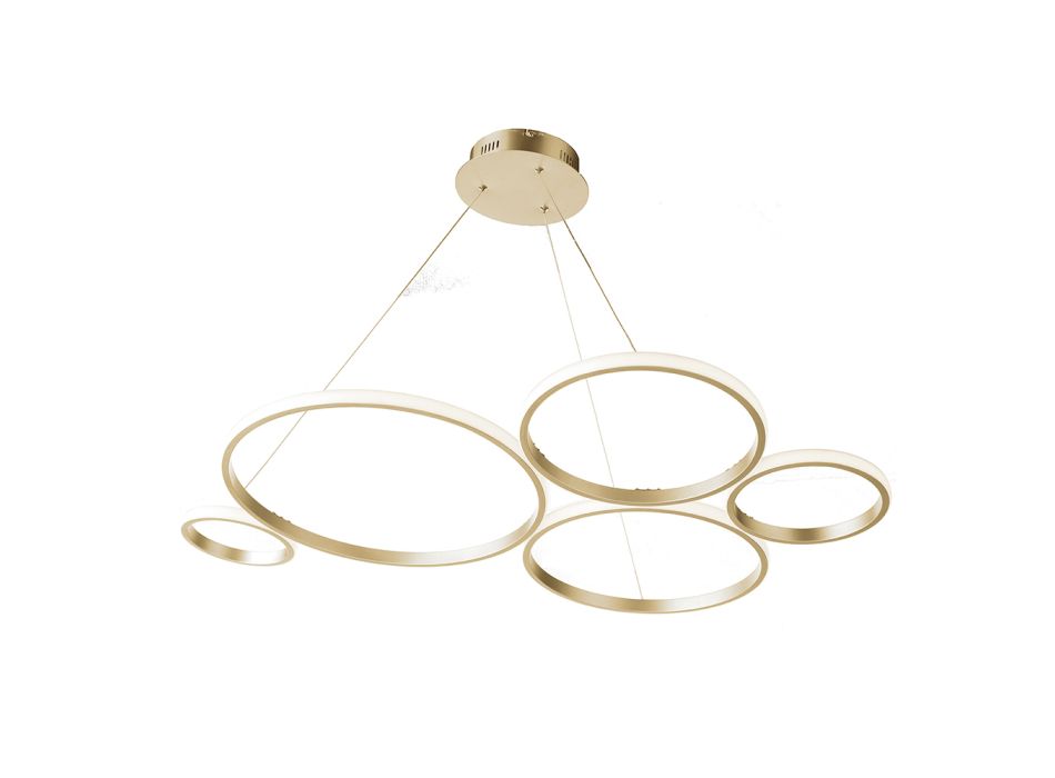 Lámpara de suspensión de diseño para salón en metal plateado o dorado - Olimpo viadurini