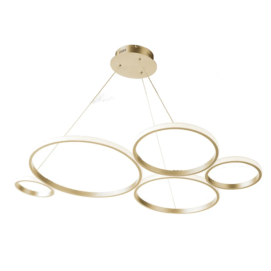 Lámpara de suspensión de diseño para salón en metal plateado o dorado - Olimpo viadurini