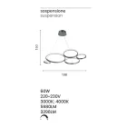 Lámpara de suspensión de diseño para salón en metal plateado o dorado - Olimpo viadurini