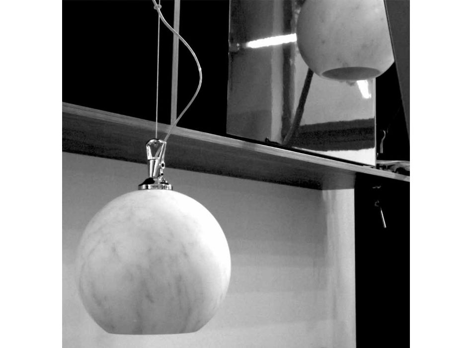 Lámpara de suspensión de diseño en mármol blanco de Carrara Made in Italy - Panda viadurini