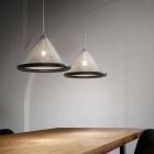 Lámpara de suspensión en acero inoxidable y cerámica - Tamiso Aldo Bernardi viadurini