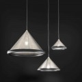 Lámpara de suspensión en acero inoxidable y cerámica - Tamiso Aldo Bernardi