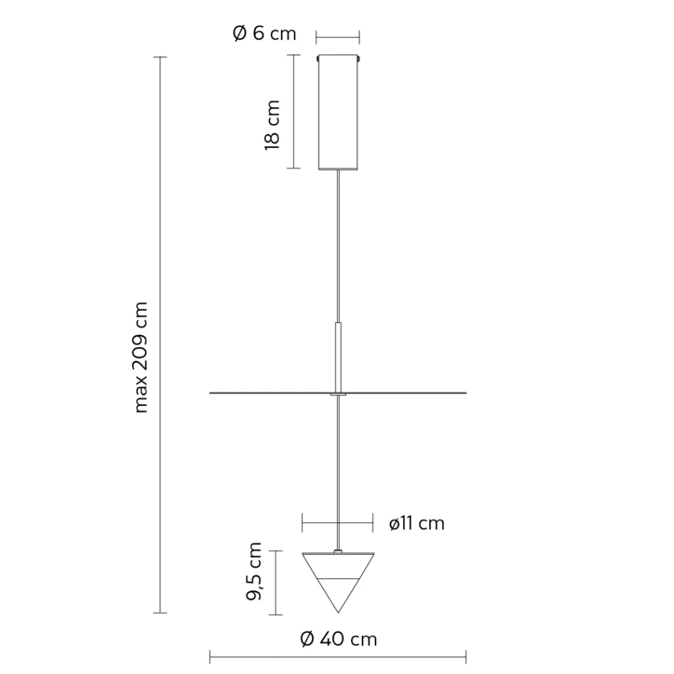 Lámpara de Suspensión de Aluminio con Placa Blanca y Cono Negro - Padel viadurini
