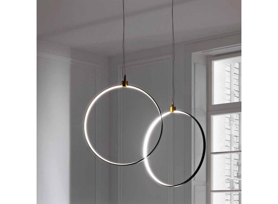 Lámpara de suspensión en aluminio negro y latón natural Made in Italy - Norma viadurini