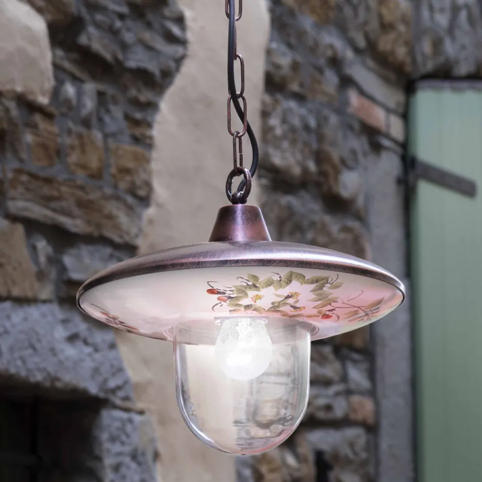 Lámpara de Suspensión en Aluminio Cobre Negro con Decoración Hecha a Mano - Latina viadurini