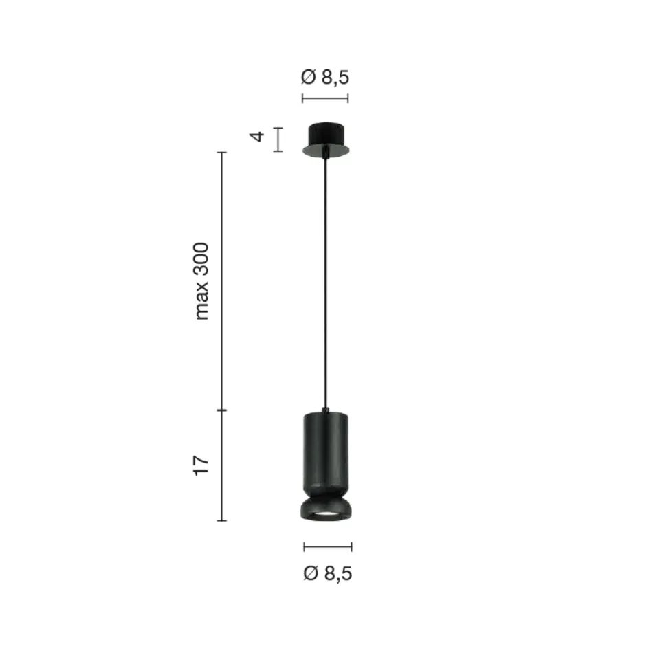 Lámpara de suspensión en aluminio con recubrimiento de polvo y cable ajustable - Buxus viadurini