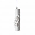 Lámpara de suspensión de cerámica blanca mate con flores decorativas - Revolution