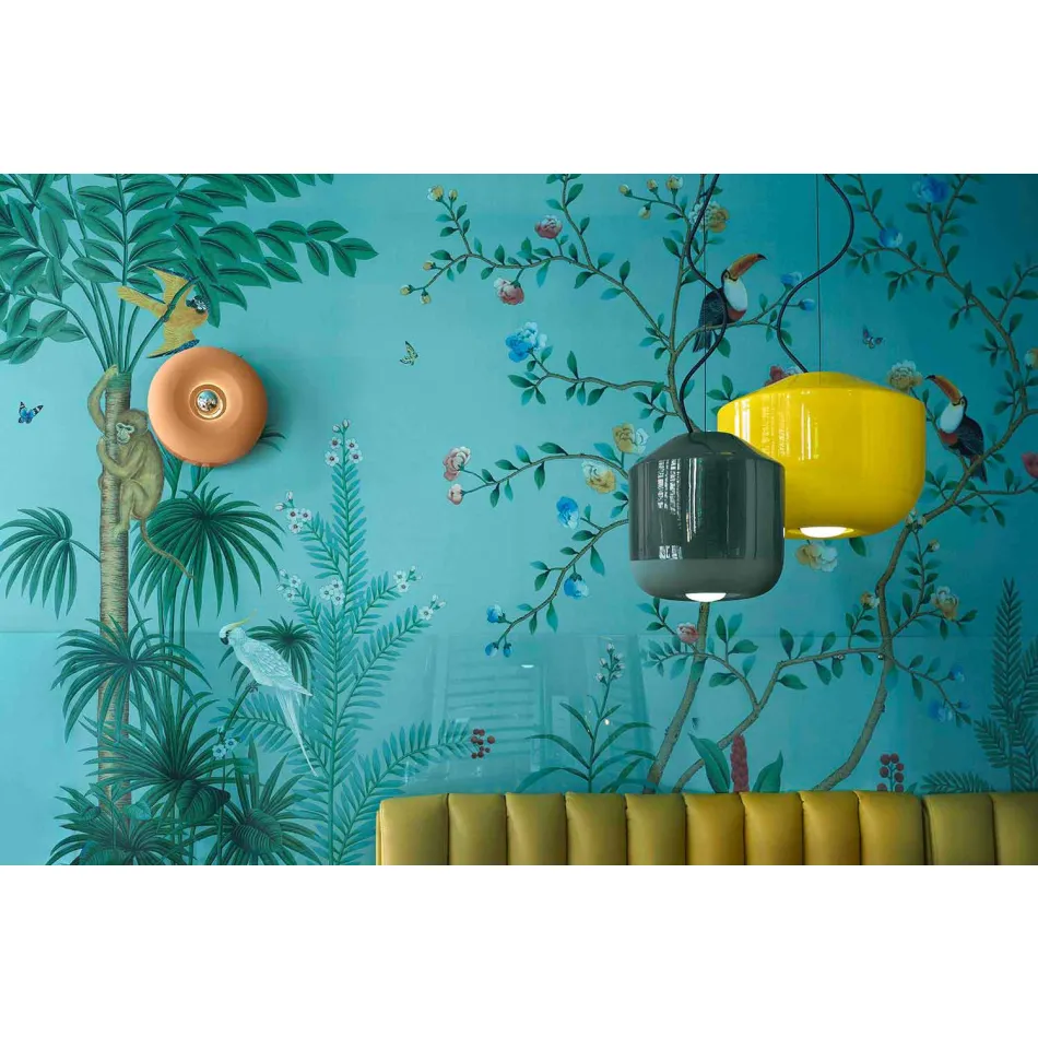 Lámpara de suspensión en cerámica coloreada Made in Italy - Ferroluce Bellota viadurini