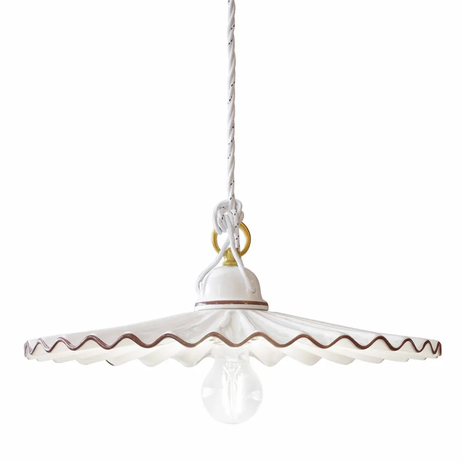 Lámpara de suspensión cerámica con decoro Ferroluce L&#39;Aquila viadurini