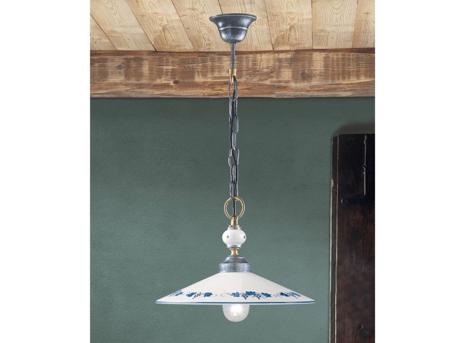 Lámpara colgante artesanal de cerámica y hierro vintage - Asti viadurini
