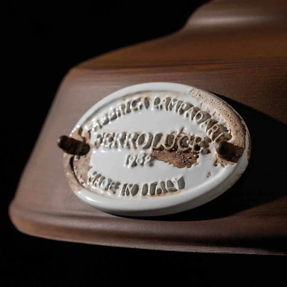 Lámpara antigua suspensión de hierro y cerámica Teresa Ferroluce viadurini