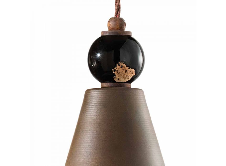 Lámpara de suspensión de hierro corten y cerámica Lois Ferroluce viadurini