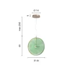 Lámpara de Suspensión en Metal y Vidrio Decorada con Líneas Concéntricas - Hackberry viadurini