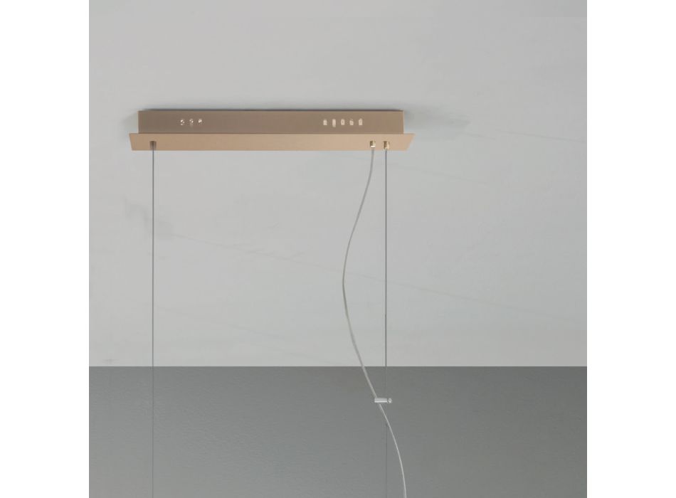 Lámpara de suspensión en metal pintado dorado y vidrio soplado - Birga viadurini