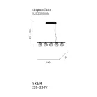 Lámpara de suspensión en metal pintado dorado y vidrio soplado - Birga viadurini