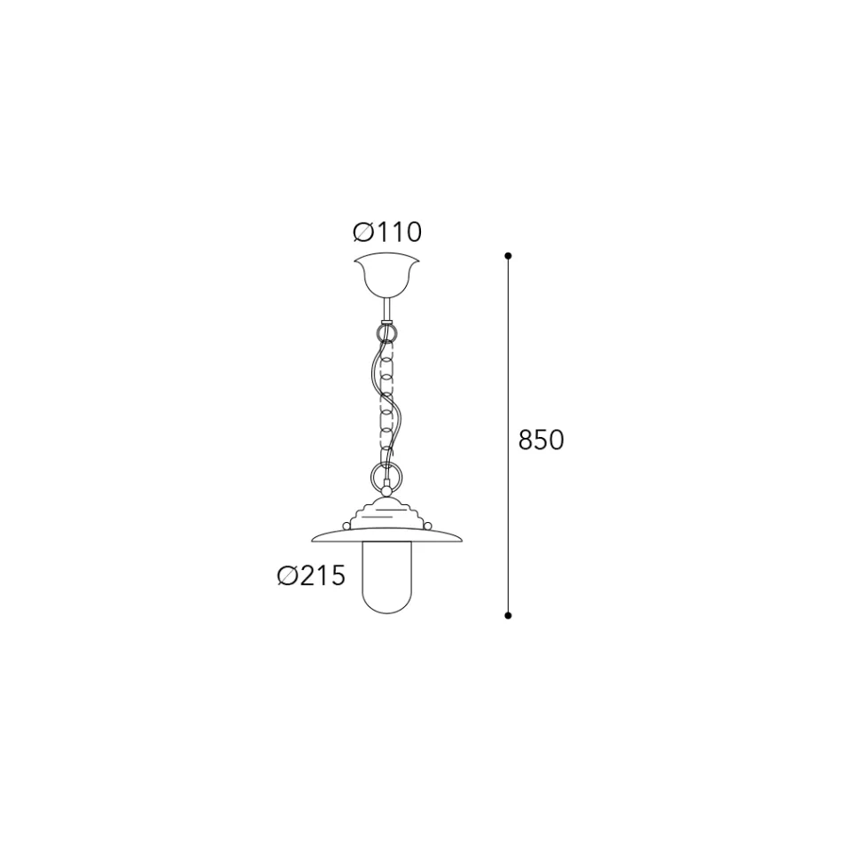 Lámpara colgante Elfico de latón, cristal transparente y IP44 viadurini