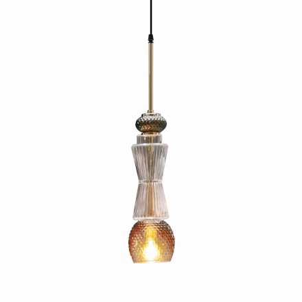 Lámpara de suspensión de cristal de Murano con decoración antigua Made in Italy - Missi viadurini
