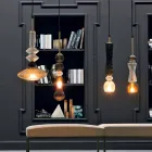 Lámpara de suspensión en cristal de Murano y tela, Made in Italy - Missi viadurini