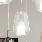 Lámpara colgante de cristal y alambre transparente fabricada en Italia - Trilly viadurini