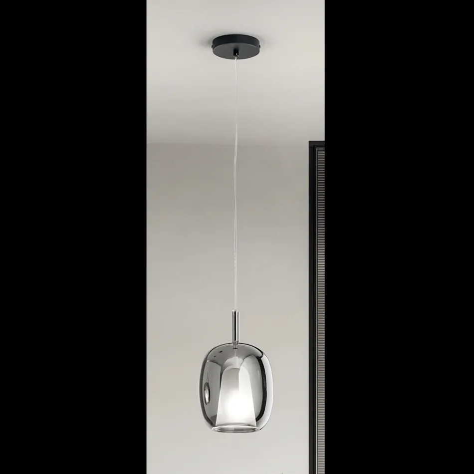 Lámpara colgante de cristal satinado y coloreada fabricada en Italia - Trilly viadurini