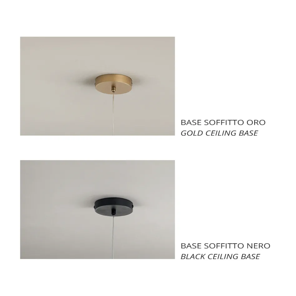 Lámpara colgante de cristal satinado y coloreada fabricada en Italia - Trilly viadurini