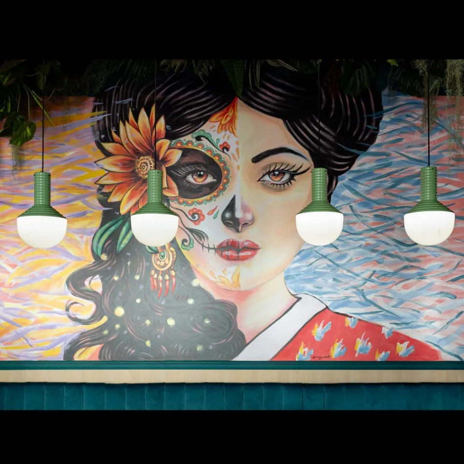 Lámpara colgante de vidrio pintado Made in Italy - Selaron viadurini