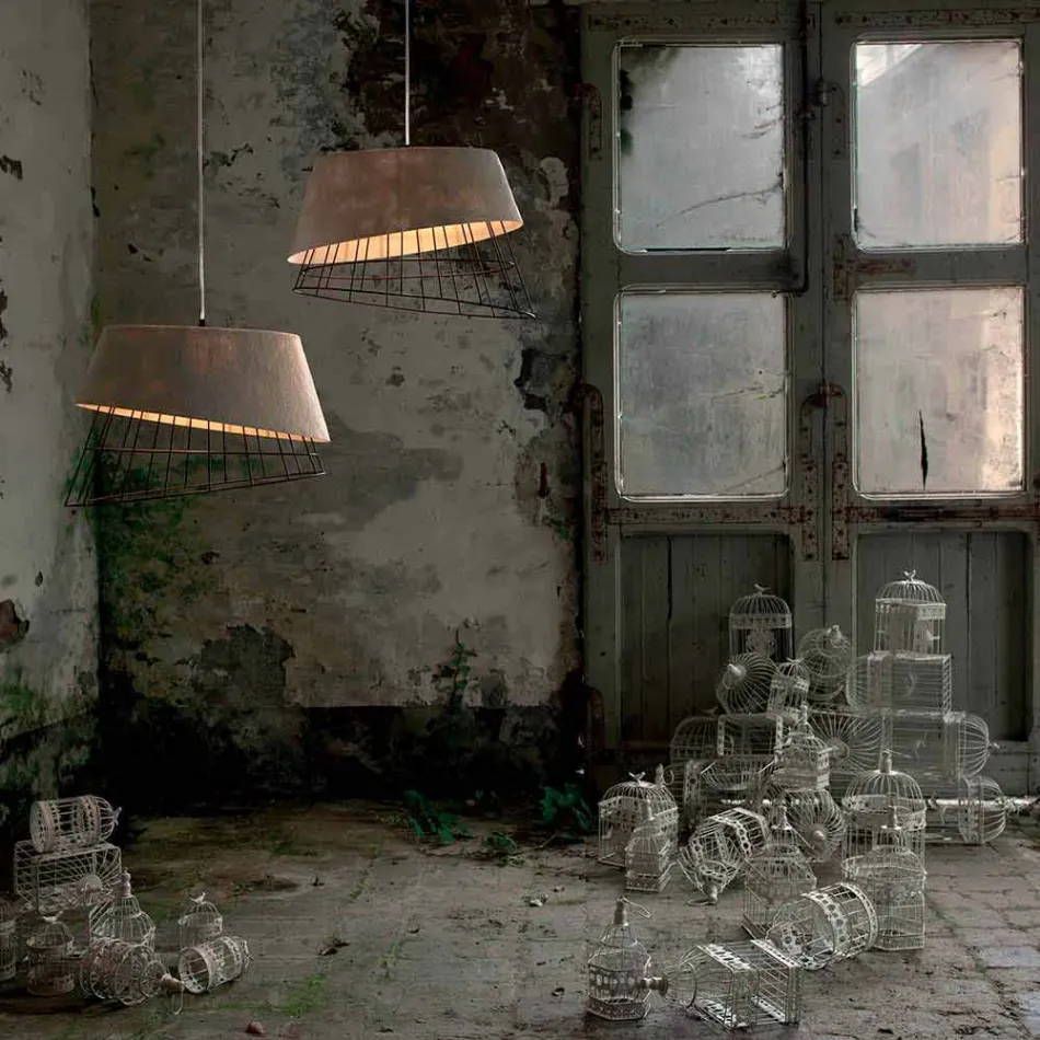 Lámpara de Suspensión en Fibra de Vidrio Blanca y Metal Elegante Diseño - Solar viadurini