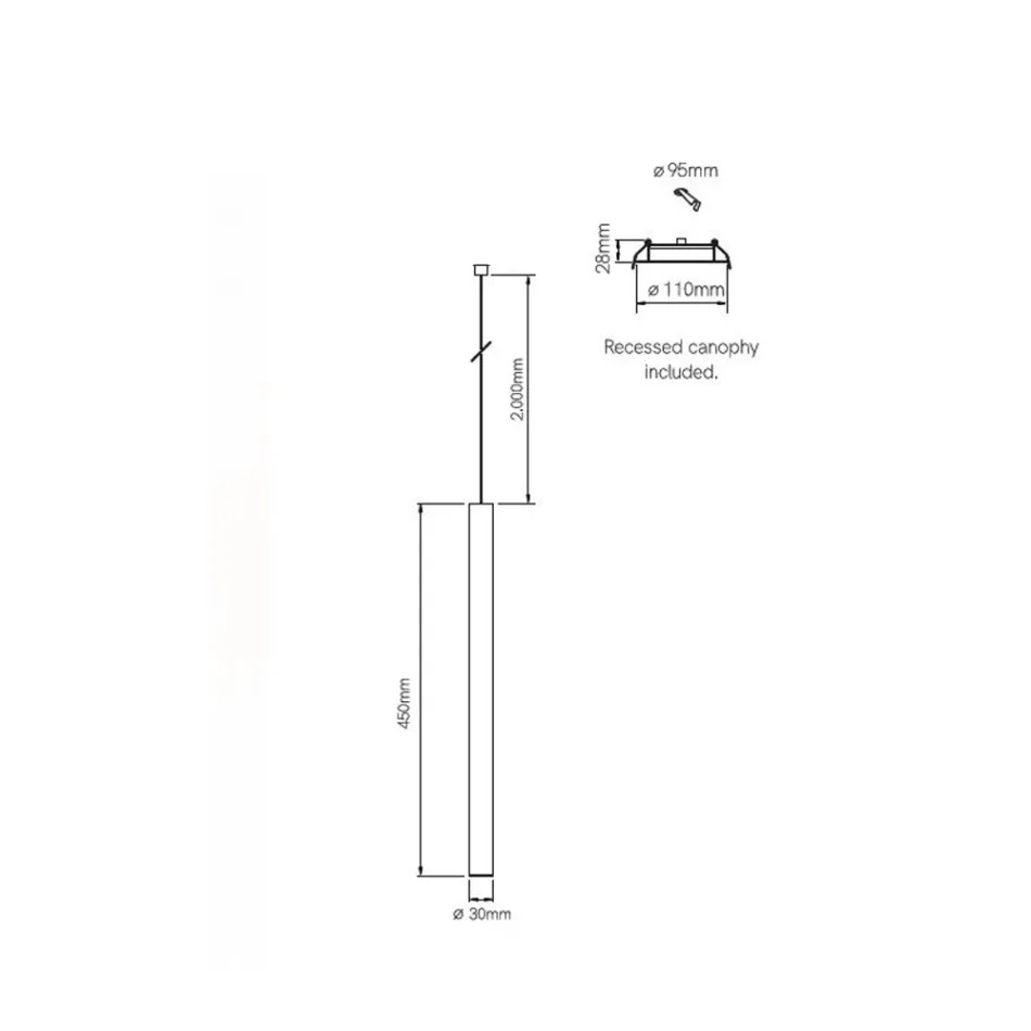 Lámpara de Suspensión Led Empotrable en Aluminio Blanco o Negro - Rebolla viadurini