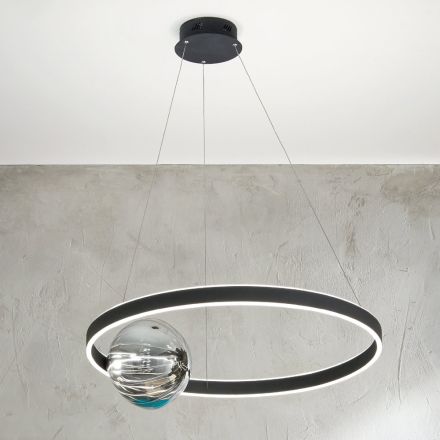 Lámpara colgante LED regulable en metal y vidrio soplado - Cocoa viadurini
