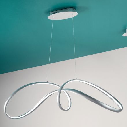 Lámpara Colgante Led en Metal Plateado, 2 Tamaños Diseño Moderno - Lumino viadurini