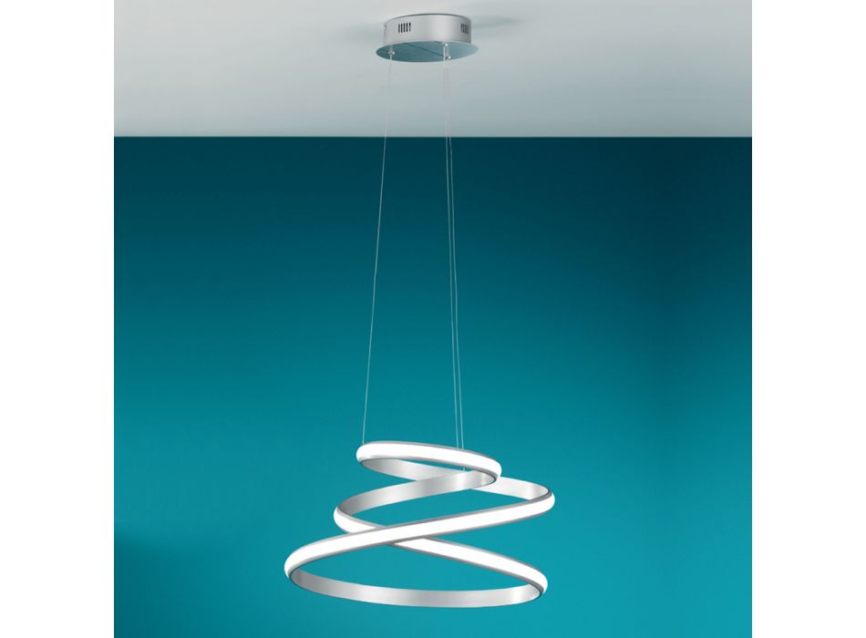 Lámpara de suspensión LED en metal pintado blanco o plateado - Rivolta viadurini