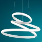 Lámpara de suspensión LED en metal pintado blanco o plateado - Rivolta viadurini